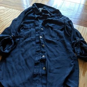 Navy button up shirt